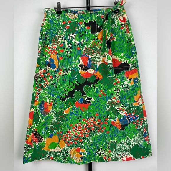Vintage David Smith Farming Harvesting All Over Print Art to Wear Wrap Skirt - Picture 4 of 8